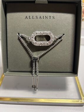 ALL SAINTS Pavé Oval Curb Chain Slider Bracelet